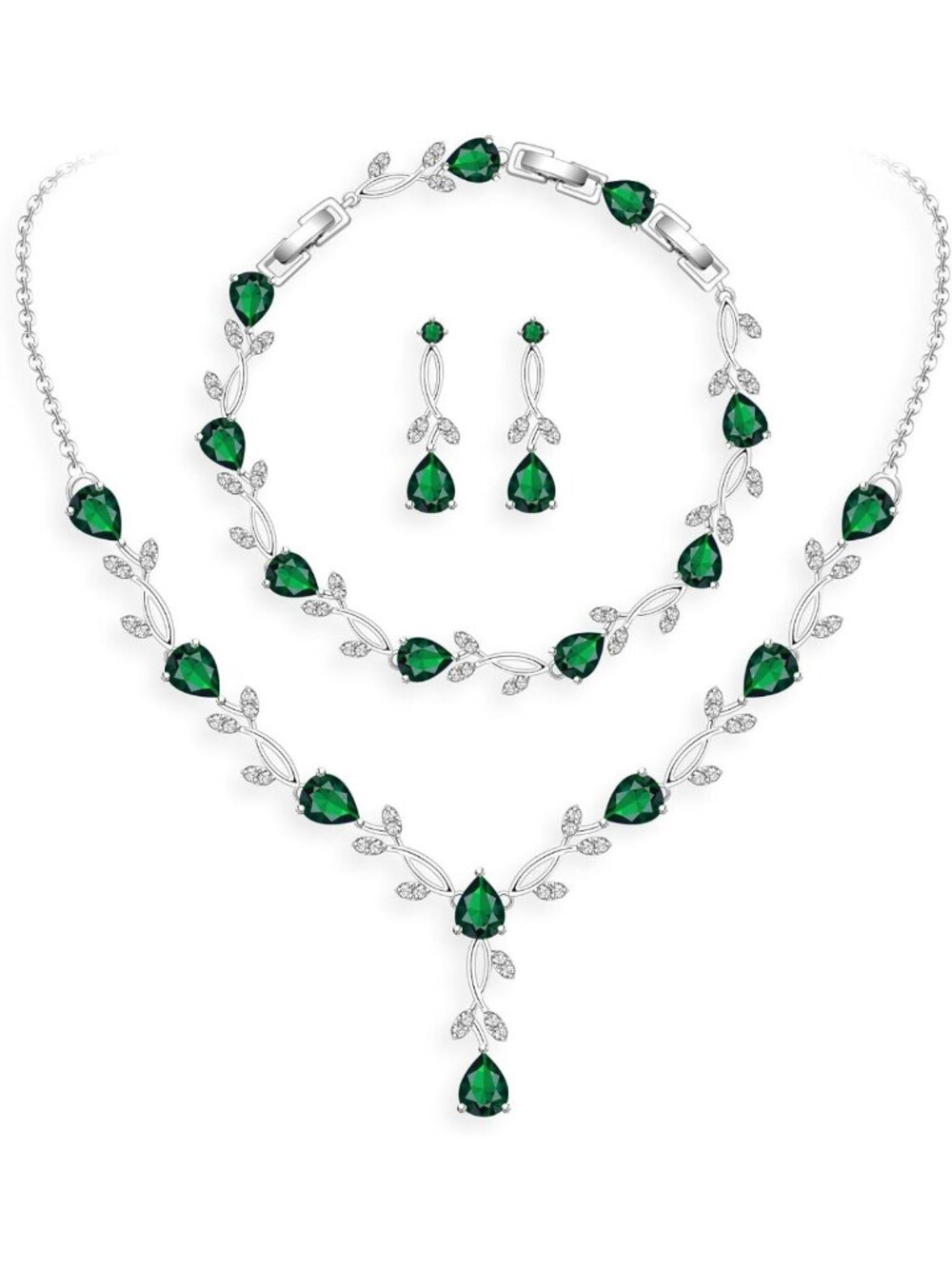 Elegant Wedding Jewelry Set for Bride & Bridesmaids - Cubic Zirconia Necklace